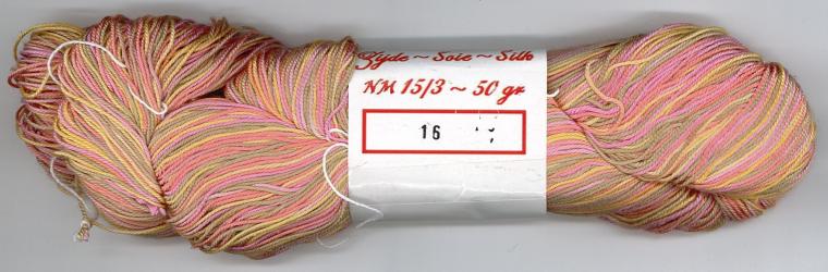 Soie Streng 016 Rose Saumon Vert NM15/3 - 50gr écheveau de 250m  